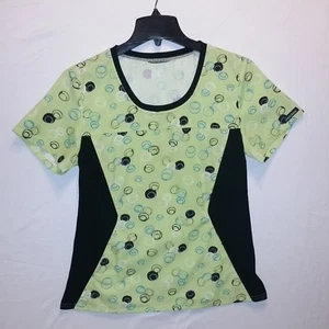 Cherokee Flexibles Classics Jewel/Round Neck Dots A Doodle Print Scrub Top Sz M - Picture 1 of 5