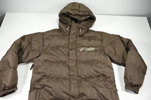Burton Down Insulated Ski Jacket Boy's Sz XL Brown Plaid Full Zip Hood - Picture 1 of 11
