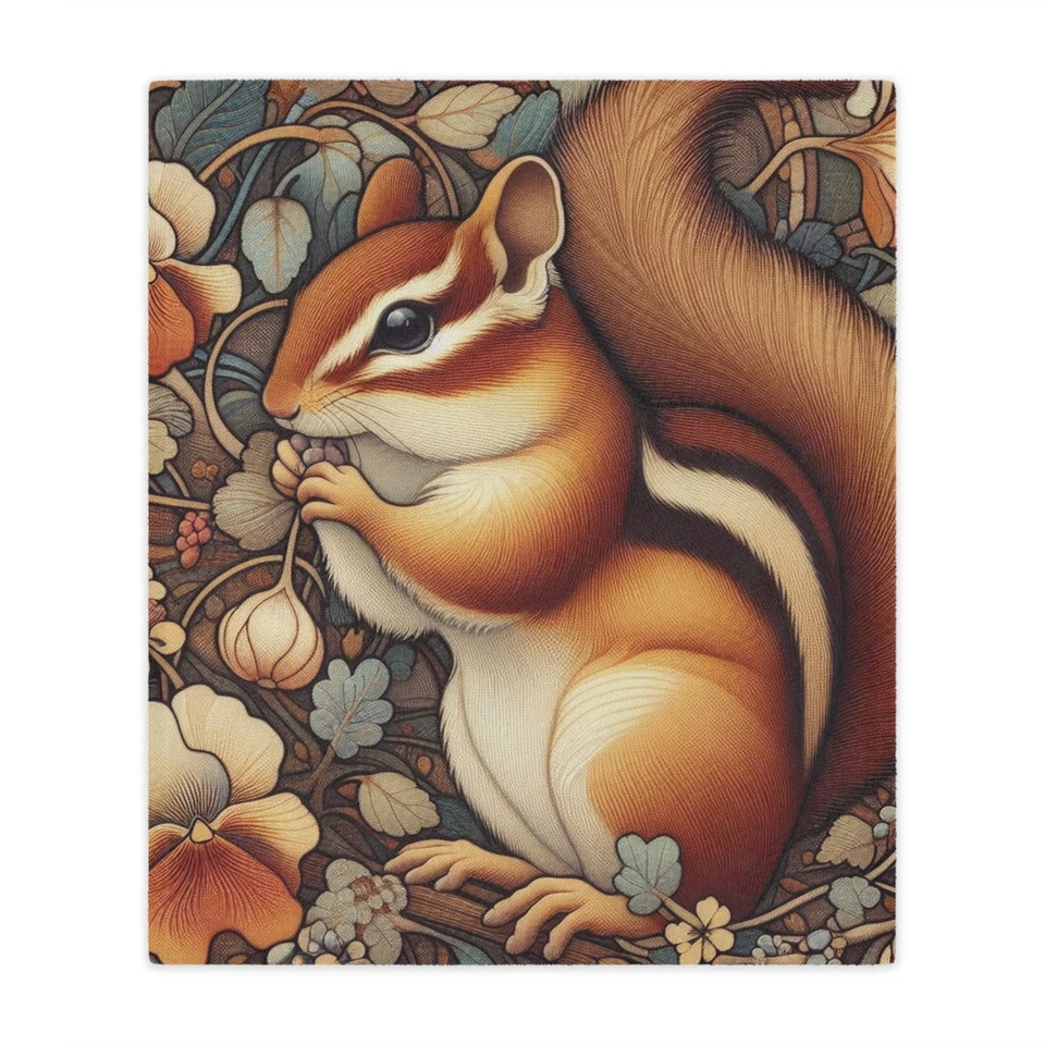 CHIPMUNK Art Nouveau Style Cozy Microfiber Fleece Blanket Polyester Couch Throw - Image 1 of 1