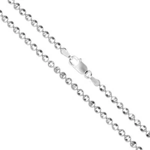 24" Flat Bead Link Necklace .925 Sterling Silver - Picture 1 of 1