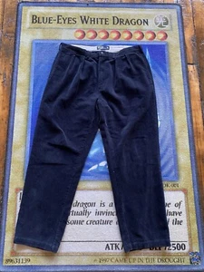 Vintage Polo Ralph Lauren Corduroy Andrew Pants Mens 38x32 Black Chino Bear Pony - Picture 1 of 8