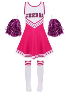 High School Girls Cheer Leader Costume Uniform Outfits Crop Tops Skirt Socks Set - Picture 1 of 195