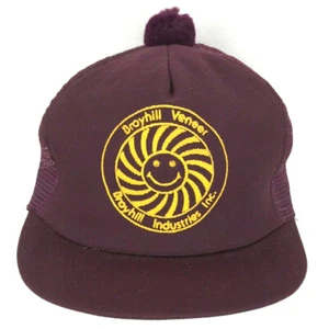 Vtg Broyhill Industries Veneer Hat Sun Logo Cap Pom Short Bill Mesh Snapback USA - Picture 1 of 12
