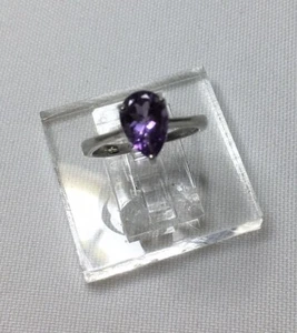 Nice Handmade Natural Faceted Pear Shape Amethyst, Sterling Silver Ring, Size 7 - Picture 1 of 3