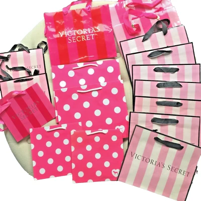 LOTE 18 sortidos Victoria Secret VS listrado rosa POLKA DOT BOLSA DE PRESENTE DE COMPRAS PARA CÃES - Imagem 1 de 4