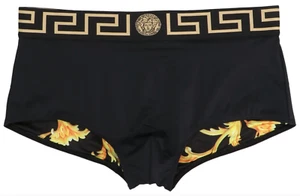 NWT Versace Greca Border Medusa Black Barocco Swim Trunks Bathing Suit 7 XL $425 - Picture 1 of 24