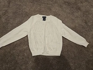 Kids Girls Zunie Brand Button Up White Cardigan Sweater Size XS 3/4 - Picture 1 of 3
