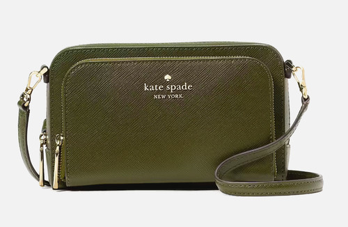 Nuova alga a tracolla Kate Spade Staci doppia zip intorno con sacchetto antipolvere