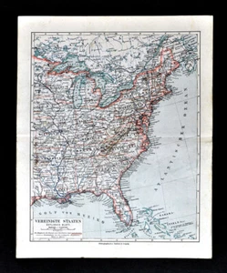 1900 Meyers Map Eastern United States Florida New York Louisiana Georgia Maine - Picture 1 of 3