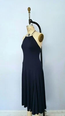 VESTIDO AZUL MARINO $998 RALPH LAUREN ETIQUETA NEGRA 100 % SEDA MUJER ESLABÓN SIN MANGAS Foto 1 de 4