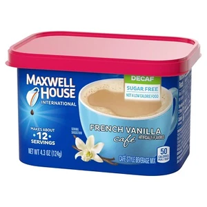 Maxwell House International Senza Zucchero Vaniglia Francese Stile Caffè Decaffeinato Istantaneo C - Foto 1 di 5