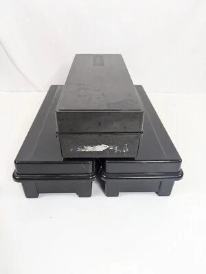 Vtg Lot of 3  15/24 Audio Cassette Tape Storage Box Case Holder Black Plastic - Image 1 of 4