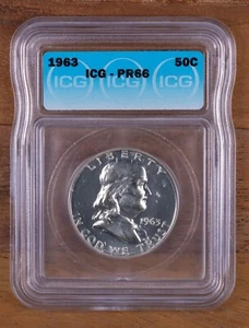 1963 Franklin Silver Half Dollar - Proof - ICG PR66 - BB201 - Picture 1 of 2