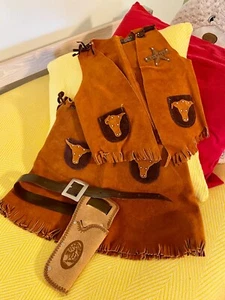 Cowgirl Vest, Skirt and Holster (no Gun) Suede Leather John R Craighead Child L - Picture 1 of 8