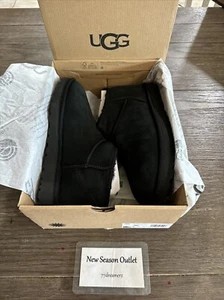 UGG Classic Ultra Mini Ankle Boot for Women, Size US 10 - Black NEW - Picture 1 of 13