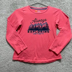 Carhartt Shirt Girls Medium Pink Always Exploring Graphic Print Long Sleeve - Picture 1 of 8