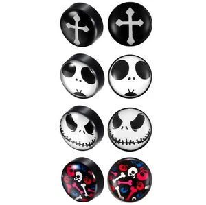 Men Women 10MM Magnetic Black Circle Stud Earrings Clip On Fake Ear Plugs Gauges - Picture 1 of 31