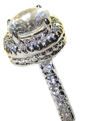 CZ ring wedding white gold engagement swarovski stone natalie round fine 9 New - Image 1 of 4