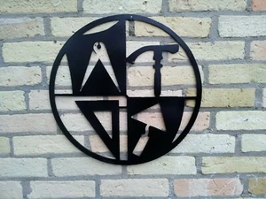Maurer das Zunftzeichen aus soliden 3mm Stahl von 40cm-100cm Logo Deko - Picture 1 of 4