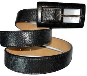 LEATHEROCK BLACK Leather 1” Belt USA 6927, black 4” rectangle buckle Coquette 32 - Picture 1 of 14