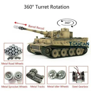 1/16 Henglong 7.0 Tiger I 3818 BB IR RC Panzer 360° Barrel Recoil Metallschiene - Bild 1 von 6