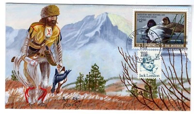 RW56 Lesser Scaup 1989 FDC Art Kober Hand-Painted Duck Hunting #24/24 - Image 1 of 2