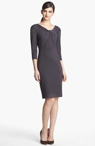 Ro & De Twisted Neckline 3/4 Sleeve Gray Dress Sz X Small New $395 - Picture 1 of 3