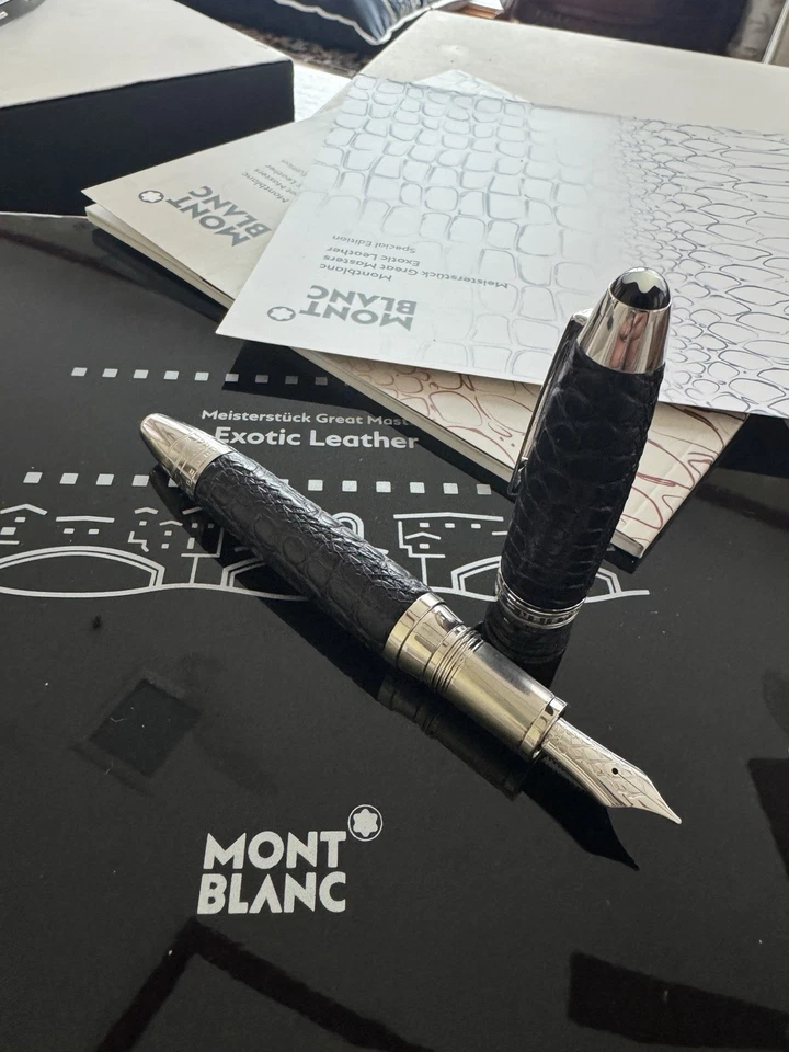 Montblanc Great Masters Series Exotic Leather Black Alligator Fountain Pen.