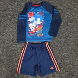 Boys Outfit 5 Adidas Shorts & Sonic The Hedgehog Jumping Beans Two Piece Set - Picture 1 of 10