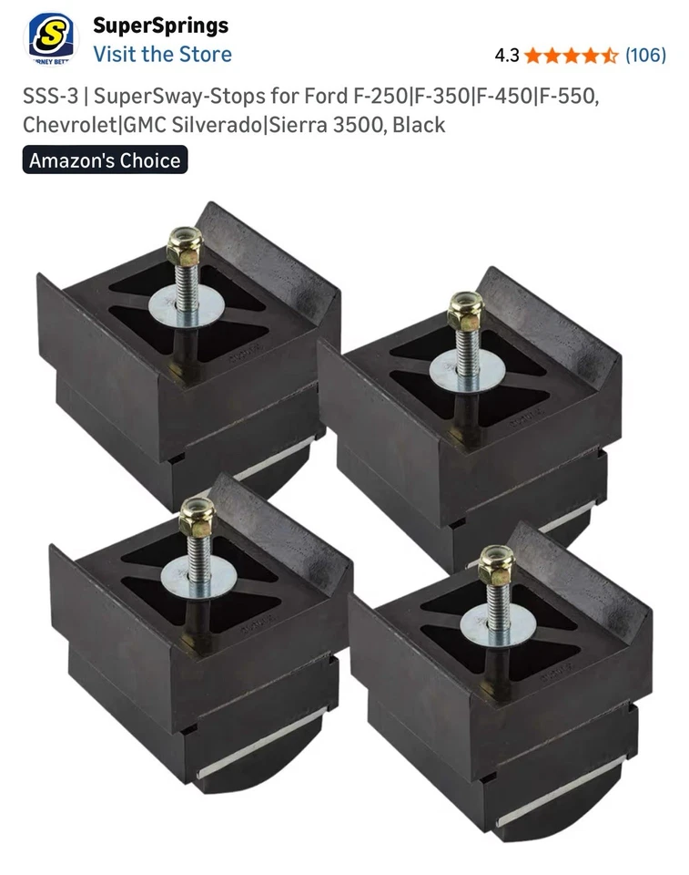 SuperSprings SSS-3 SuperSway-Stops para Ford F250 F350 F450 Silverado Sierra 3500 Foto 1 de 4