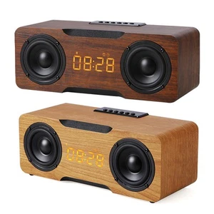 Wooden Bluetooth Speaker Clock with Digital Display U Disk TF Card Support Home - Photo 1 sur 5