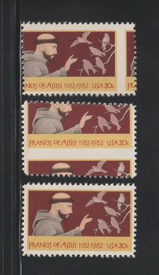 US EFO ERROR Stamps 2023 Francis of Assisi, birds: 2 Major Misperfs & Normal MNH - Image 1 of 2