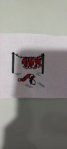 Completed Christmas Penguin Finished Cross Stitch - Picture 1 of 3