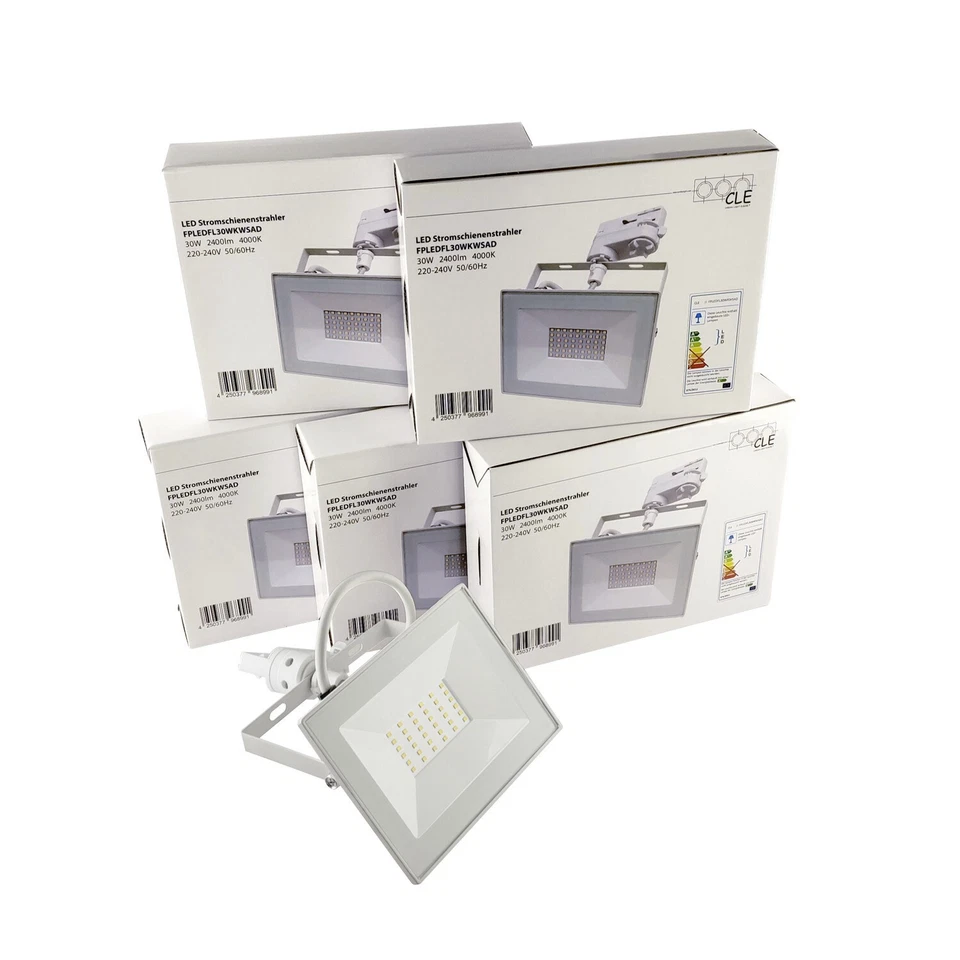 CLE 10x LED Stromschienenstrahler 30W breit weiss 3500K Staff Erco Eutrac Uni Schie