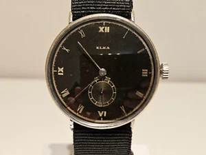 VINTAGE VERY RARE WW2 BIG 40mm PILOT'S MILITARY MEN'S MECHANICAL WATCH "ELKA" - Picture 1 of 11