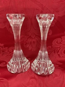 FLAWLESS Stunning BACCARAT France Two MASSENA Crystal CANDLESTICK CANDLE HOLDERS - Picture 1 of 10