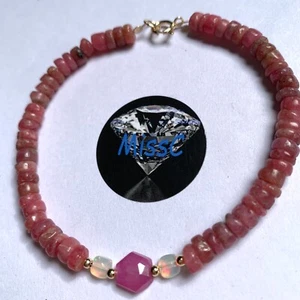 9CT GOLD PINK SAPPHIRE, TOURMALINE, FIRE OPAL BRACELET, STAMPED 375, ALL NATURAL - Picture 1 of 6