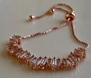 18 Gold Plated Bolo Tennis Bracelet made w Swarovski Crystal Bridal Jewelry Gift - Picture 1 of 26