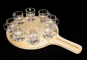 Beber redondo 20 cm con grabado y 8 vasos tabla de licor barra de licor - Imagen 1 de 9
