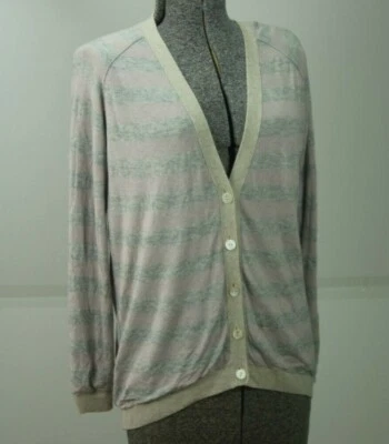 Cárdigan Suéter Kokun Bambú Cachemira Pequeño Rosa Gris Rayas Novio Foto 1 de 4