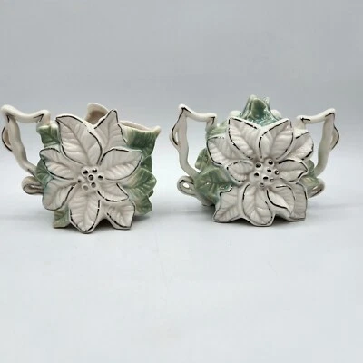 Juego Vintage Crema de Pascua Blanca y Azúcar Borde Dorado Foto 1 de 4