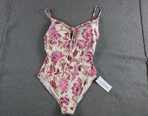 Seafolly Swimsear 10 Floral Print Silk Road Drawstring Keyhole One Piece New - Picture 1 of 7