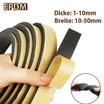 Fugen Fenster Dichtband Moosgummi EPDM Einseitig Selbstklebend 10m Dichtungsband - Bild 1 von 4