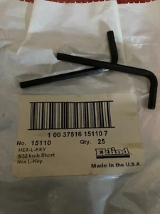 Eklind 5/32 Inch Short Hex L-Key EDP 15110 ***NEW PACK OF 25*** - Picture 1 of 1