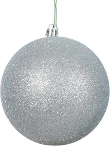 Vickerman 4" Silver Glitter Ball Ornament, 6 per Bag - Picture 1 of 1
