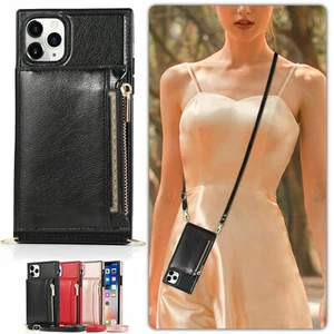 For iPhone 16 Pro Max 15 14 13 12 11 XR XS Leather Flip Case Zipper Wallet Cover - Picture 1 of 15