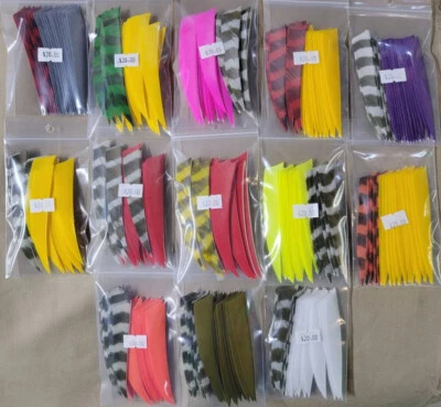 Trueflight 4" Shield Cut Combo Pack  LW or RW Feathers - 12 Solid/ 6 Barred - Image 1 of 2