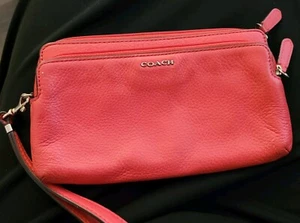 Vintage Coach Red Leather Wallet, Wristlet, Gold Letters and Hardware - Picture 1 of 9