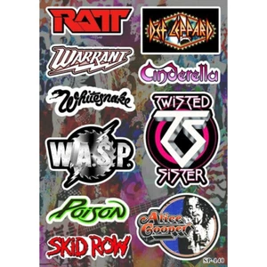 Paquete de pegatinas de metal pesado - Ratt Whitesnake Def Leppard WASP Alice Cooper Poison - Imagen 1 de 1