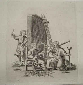Kinder spielen mit Trommel Waffen Gewehr Säbel Kupferstich P. van der Aa 1703 - Picture 1 of 1